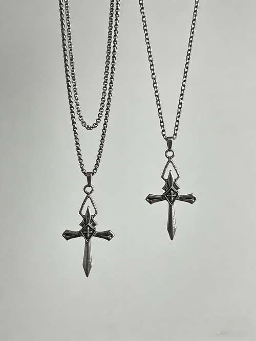 Colar de Cruz Longo de Aço Titânio Não Perde Cor Estilo Hip Hop para Homens e Mulheres Colar de Moletom com Design Único