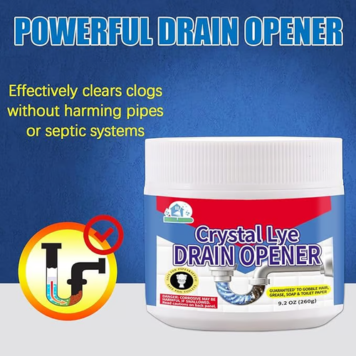 Drain Opener,Powerful Unclogging,Crystal lye, Sodium hydroxide, Unclog drains, Bathroom sinks, Kitchen sinks, Shower pipes