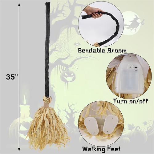 🎃Floating Witch's Broom –Haunted Dancing Moving Broom
