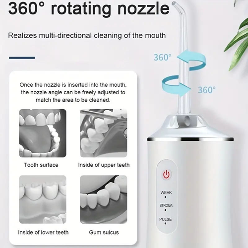 Portable cordless dental irrigator high-pressure dental flosser