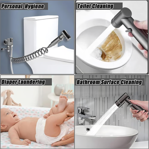 1-In-2-Handheld Out Dual Control Valve Bidet Sprayer for Toilet