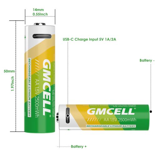 2 AA USB batteries