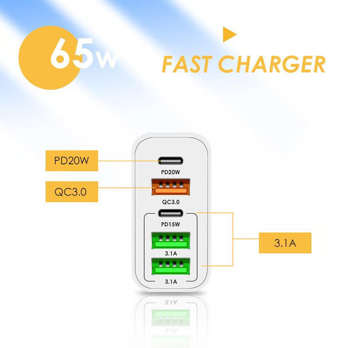 65W Multi-Port Fast Wall Charger