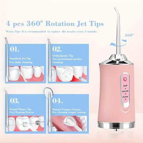 Portable cordless dental irrigator high-pressure dental flosser