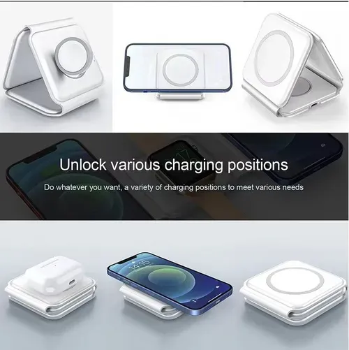 15W Fast Charging 3-in-1 Magnetic Foldable Wireless Charger｜Charge iPhone Android Earbuds Simultaneously