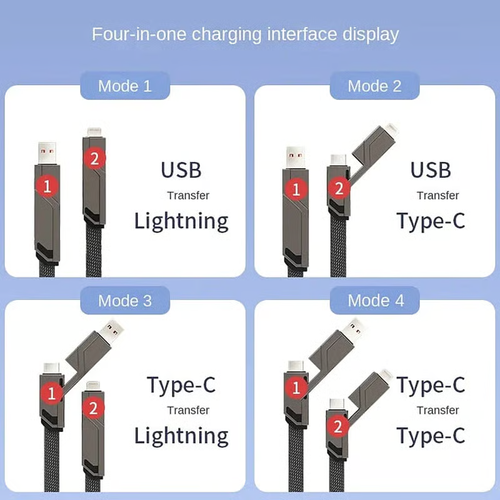 4-in-1 Flat Braided Anti-Tangle Charger Cord Buy one get two free