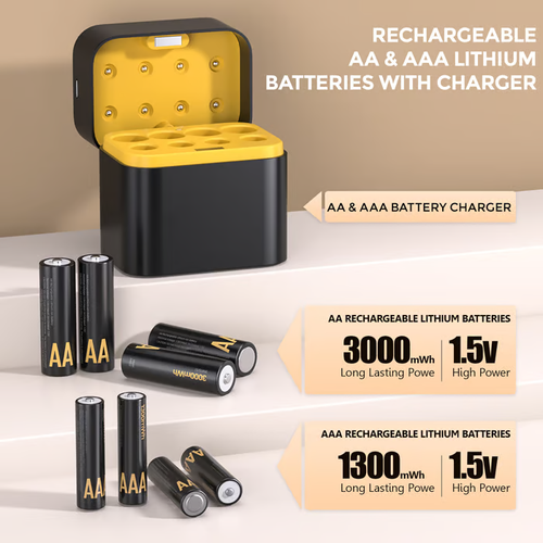 🔋Rechargeable AAandAAA Lithium Batteries with Charger 🎁Buy More Save More