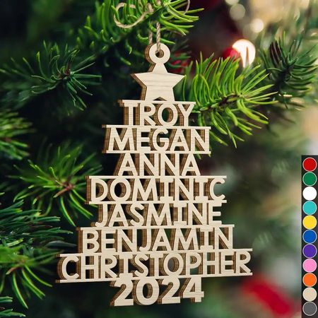 Christmas Tree Family Bestie Coworker Custom Name - Gift For Family, Coworker, Besties - Personalized Wooden Cutout Ornament  Christmas Tree Family Bestie Coworker Custom Name - Gift For Family, Coworker, Besties - Personalized Wooden Cutout Ornament