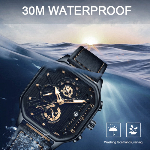 Fashion Watch Classic Square Business Sports Quartz Watch Men's Leather Men's High Quality Watch