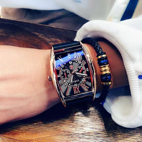 2025 new design FENSIR luxury tonneau shaped men's quartz watch men's silver watch waterproof men's watches