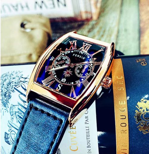 2025 new design FENSIR luxury tonneau shaped men's quartz watch men's silver watch waterproof men's watches