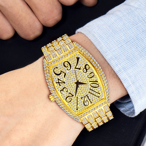 Fashion luxury watch star quartz watch diamond watch men's wrist gold glitter hip hop chilled watch