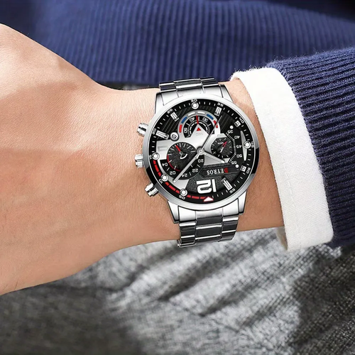 2PCS Set of Luxury and Fashionable Men's Calendar Clock Watches Business Casual Wristwatch Bracelet Quartz Watch Set for Men