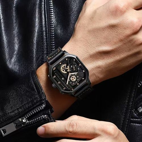 Fashion Watch Classic Square Business Sports Quartz Watch Men's Leather Men's High Quality Watch