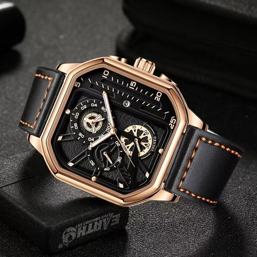 Fashion Watch Classic Square Business Sports Quartz Watch Men's Leather Men's High Quality Watch