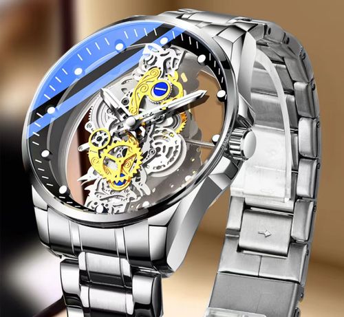 2025 New Swiss genuine new double-sided transparent men's watches fashion trend calendar waterproof wristband