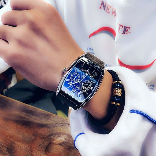2025 new design FENSIR luxury tonneau shaped men's quartz watch men's silver watch waterproof men's watches