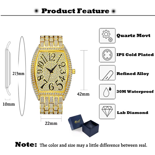 Fashion luxury watch star quartz watch diamond watch men's wrist gold glitter hip hop chilled watch