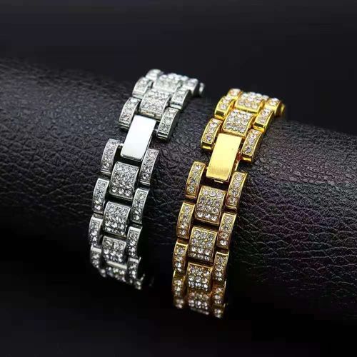 2025 Men's Gold Bling Rhinestone Quartz Hip Hop Wrist Watch Watches Luxury Diamond Iced Out Watches Set