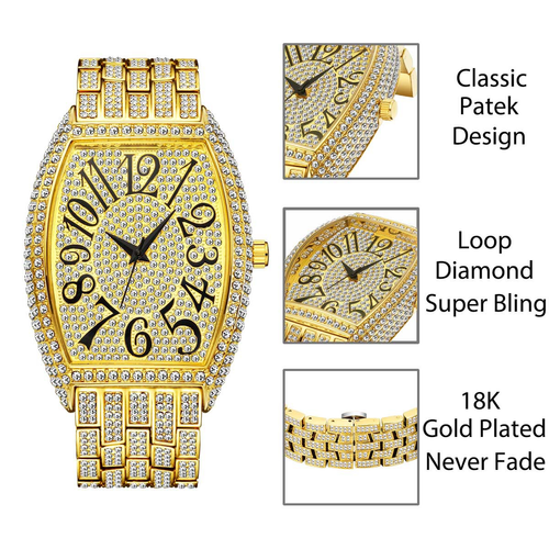 Fashion luxury watch star quartz watch diamond watch men's wrist gold glitter hip hop chilled watch