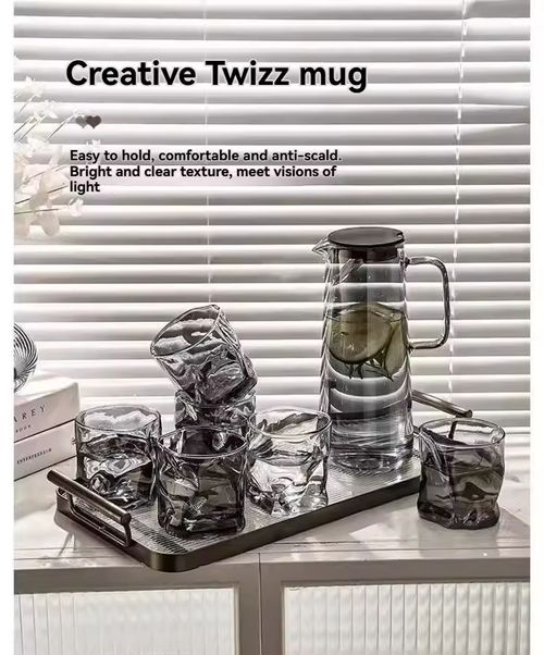 1.5L Panela de Água com Alça para 6 Copos Estilo Nórdico Moderno Panelinha de Vidro para Água Fria Cozinha Residencial Chaleira