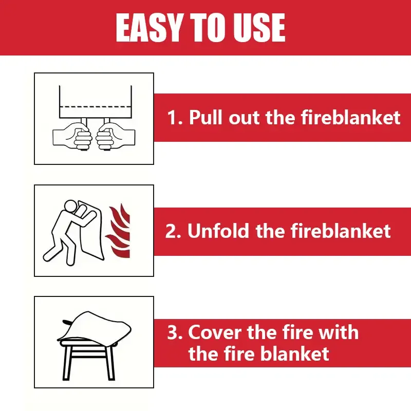 Fiberglass Emergency Fire Blanket - 40x40 inches Fire Resistant Lightweight Survival Equipment, Camping Survival Equipment, First Aid Emergency Supply for Home, Kitchen