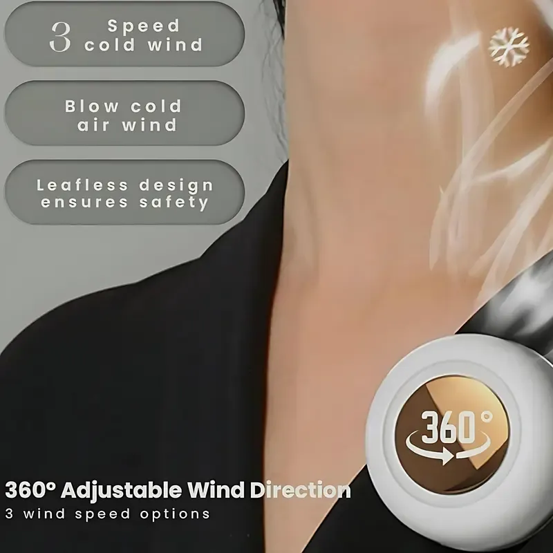 WestDeer Portable Silent Mini Bladeless Electric Fan,Adjustable 3-speed Suspended Waist Fans,Phone Cooling Fan,Personal Fan,Rotating BodyFan Suitable for Outdoor Travel,rechargeable personal fan,handheld turbo fan
