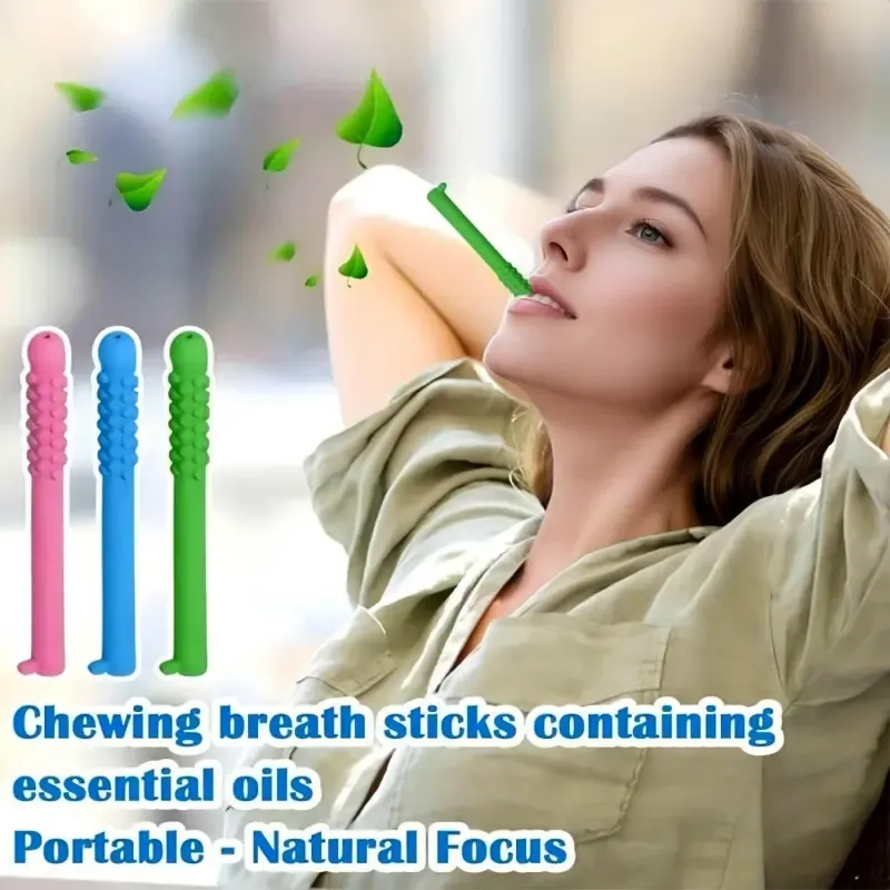 3PCS Chewable Breather Quit Smoking,Inhaler to Quit Smoking ,chewable Breather Stick containing Essential Oils,Focusing for Focus Clear Respiratory Function