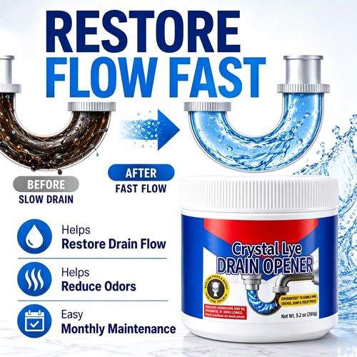 Crystal Lye Drain Unclogger - Sodium Hydroxide Pipe Dredging Agent, Household Kitchen Sink Fix, Powerful Cleaner for Bathroom Sinks and Shower Pipes, Cleaning Products