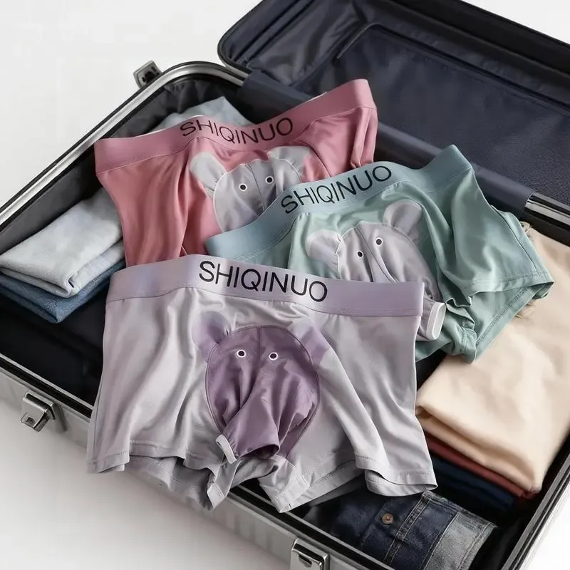 Elephant Boxer Briefs for Men Funny Modal 3D Trunk Pouch Soft Breathable Stretch Fabric Separated Support Novelty Gift for Boyfriend or Husband Unique Menswear Set XL Regular Fit Underwear