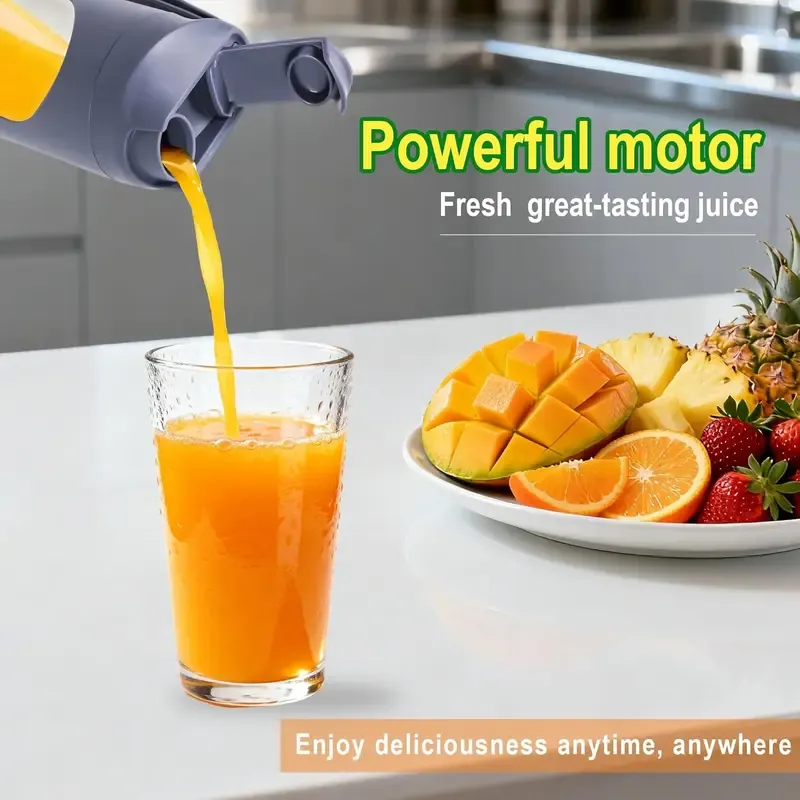 Portable electric juicer, with a purple exterior and a digital display, measuring 255 millimeters in height, suitable for making personal smoothies and juices, equipped with an LED screen ultimate portable blender liquid diet digital multimode