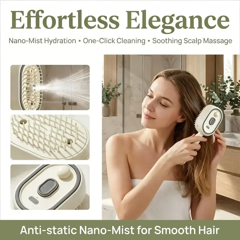 2026New electric steam brush, electric steam brush for hair, rechargeable steam straightener, exfoliating steam brush, reduces frizz, nourishes hair, anti-static