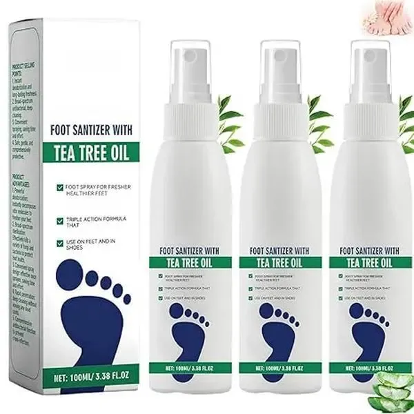 (3 bottles)Tea Tree Oil Foot Spray - Plantar Moisturizing Deodorant for Odor Control & Dry Feet Care, Natural Foot Sanitizer with Antifungal Properties,Ximonth Clear Foot Sanitizer Spray,for Foot & Shoe Freshness