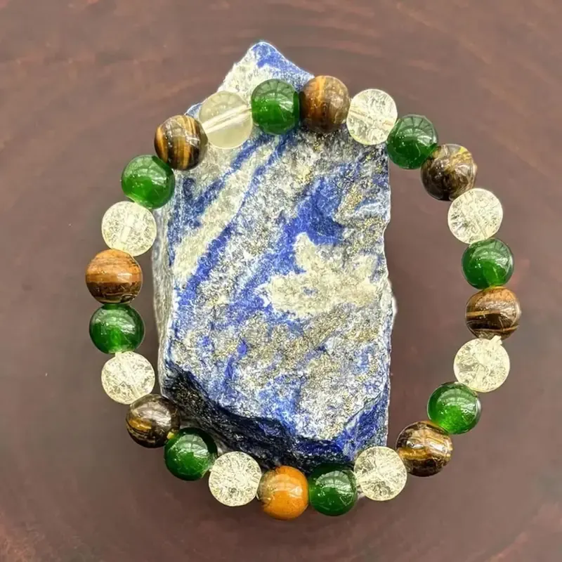 Crystal Money Bracelets Wealth for  Good Luck Attraction Green Jade Beaded Tiger Eye Trendy Jewelry Gifts Adjustable Comfortable Feng Shui Energy