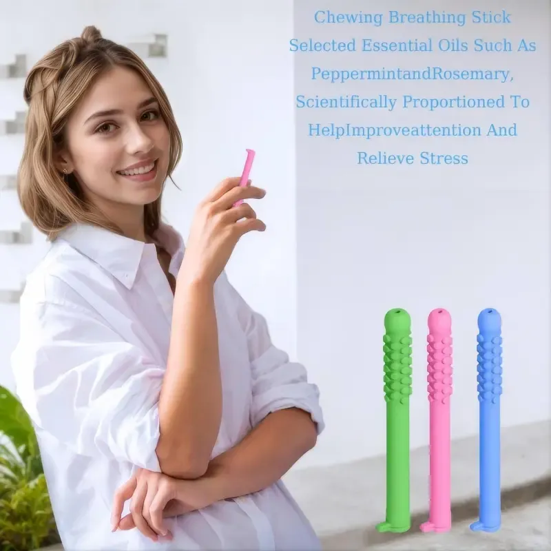 3PCS Chewable Breather Quit Smoking,Inhaler to Quit Smoking ,chewable Breather Stick containing Essential Oils,Focusing for Focus Clear Respiratory Function