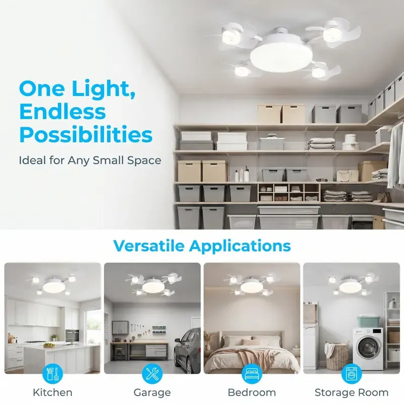 50% DE DESCONTO!!! 🎁2026 New E27 Socket Ceiling Fan Light - 2-in-1 Silent Motor LED Fan-Light with Remote Control, Energy-Saving Cooling & Lighting Combo for Home Bedroom, Dorm Rooms, Kitchens