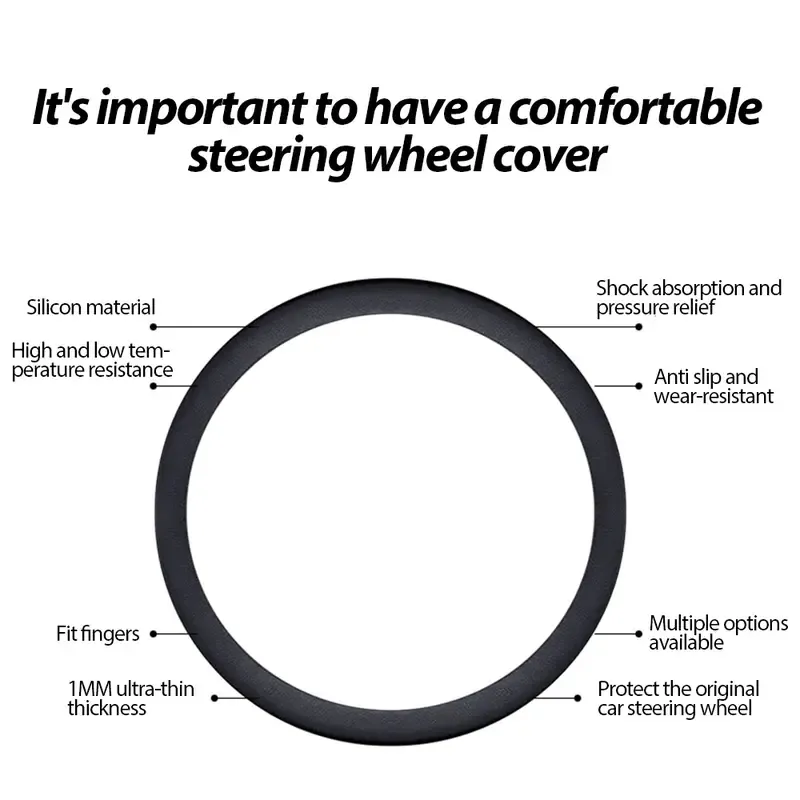 Silicone Car Steering Wheel Cover Universal Elastic Steering Wheel Booster Non-Slip Protetive Cover Car Anti-skid Accessories