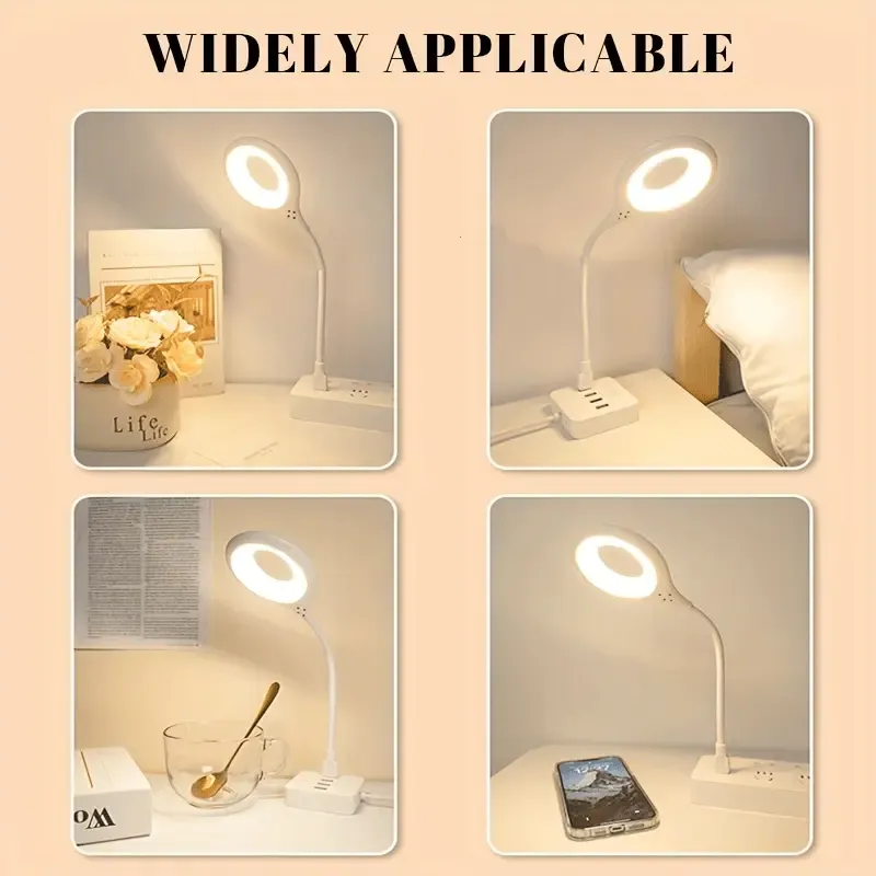 USB Charging Rechargeable Voice-Control Flexible Gooseneck LED Light, Smart Voice-Activated Soft Light for Bedroom, Office Use