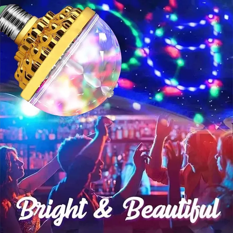 1PCS 5W Low-Power Multicolor LED Disco Ball Light - E27 Adjustable Socket, Acrylic Glass, Auto Rotation RGB Wall Rainbows, Durable Practical Design, Birthday Parties Home Decor, LED Atmosphere Lights