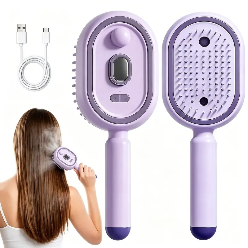 2026New electric steam brush, electric steam brush for hair, rechargeable steam straightener, exfoliating steam brush, reduces frizz, nourishes hair, anti-static