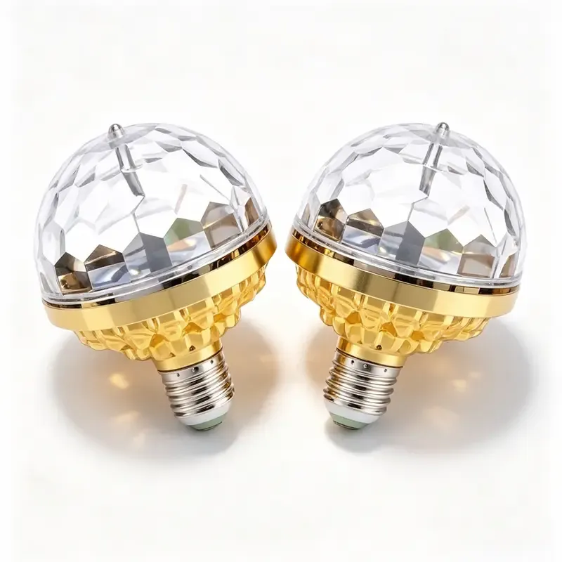 1PCS 5W Low-Power Multicolor LED Disco Ball Light - E27 Adjustable Socket, Acrylic Glass, Auto Rotation RGB Wall Rainbows, Durable Practical Design, Birthday Parties Home Decor, LED Atmosphere Lights