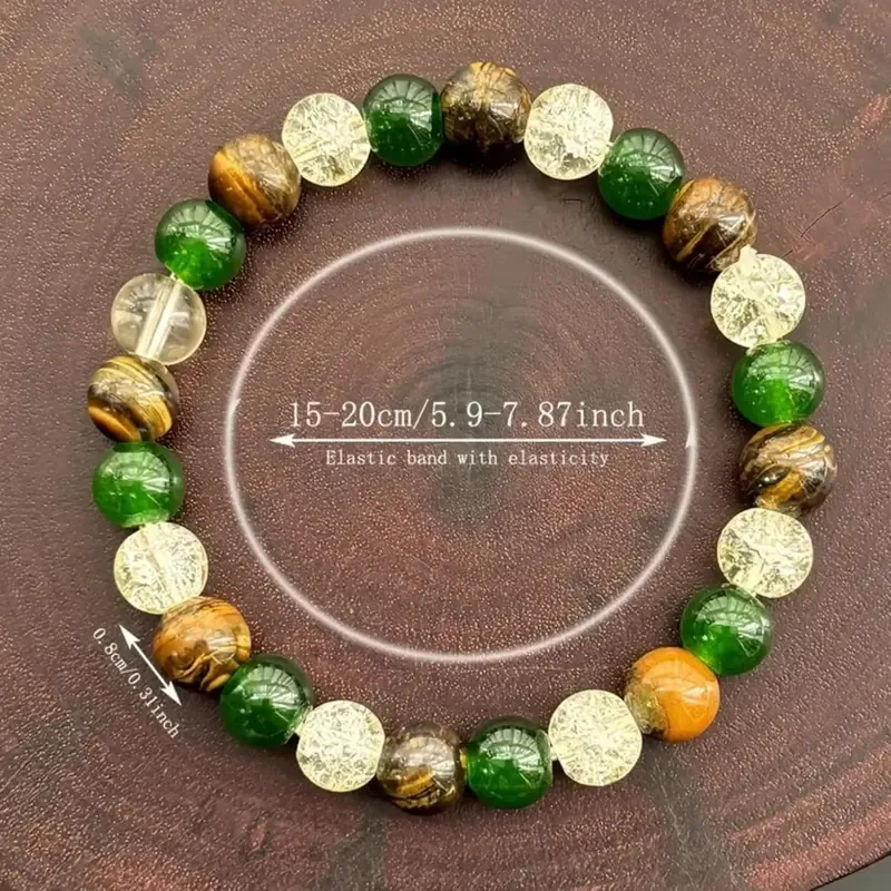 Crystal Money Bracelets Wealth for  Good Luck Attraction Green Jade Beaded Tiger Eye Trendy Jewelry Gifts Adjustable Comfortable Feng Shui Energy