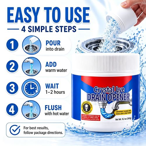 Crystal Lye Drain Unclogger - Sodium Hydroxide Pipe Dredging Agent, Household Kitchen Sink Fix, Powerful Cleaner for Bathroom Sinks and Shower Pipes, Cleaning Products