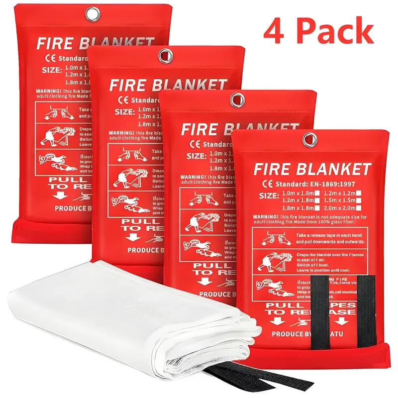 Fiberglass Emergency Fire Blanket - 40x40 inches Fire Resistant Lightweight Survival Equipment, Camping Survival Equipment, First Aid Emergency Supply for Home, Kitchen