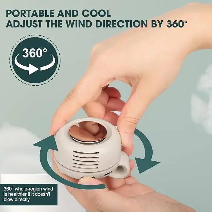 WestDeer Portable Silent Mini Bladeless Electric Fan,Adjustable 3-speed Suspended Waist Fans,Phone Cooling Fan,Personal Fan,Rotating BodyFan Suitable for Outdoor Travel,rechargeable personal fan,handheld turbo fan
