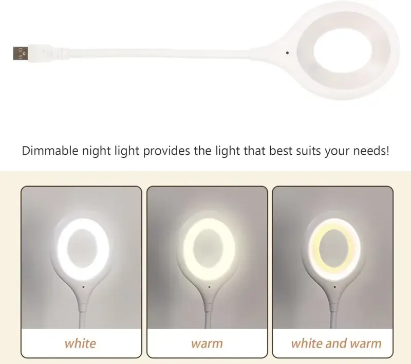USB Charging Rechargeable Voice-Control Flexible Gooseneck LED Light, Smart Voice-Activated Soft Light for Bedroom, Office Use