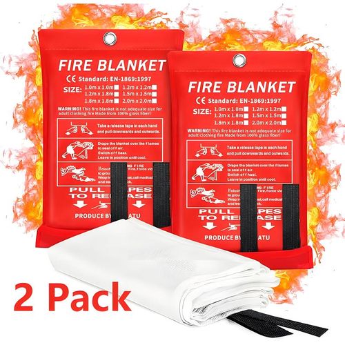 Fiberglass Emergency Fire Blanket - 40x40 inches Fire Resistant Lightweight Survival Equipment, Camping Survival Equipment, First Aid Emergency Supply for Home, Kitchen