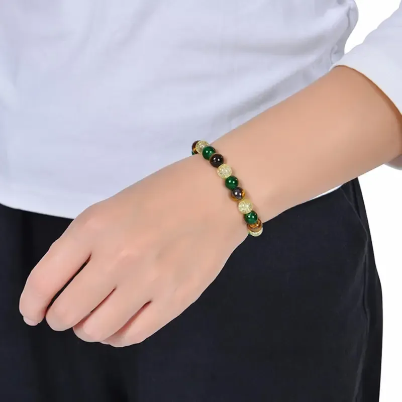 Crystal Money Bracelets Wealth for  Good Luck Attraction Green Jade Beaded Tiger Eye Trendy Jewelry Gifts Adjustable Comfortable Feng Shui Energy