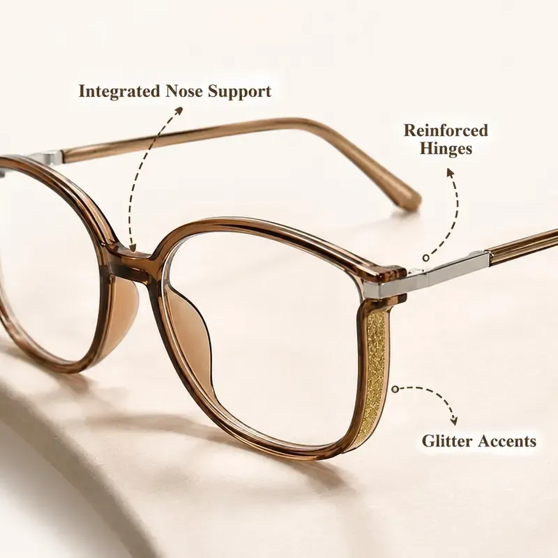 Unisex Retro Oval Photochromic Reading Glasses, Blue Light Blocking Readers with Lightweight Glossy Frame & Precision Metal Hinges, Indoor Outdoor Reading, Phone & Computer Use, Transition Eyeglasses for Women Men