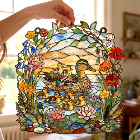 Ducky Mom Suncatcher Ornament - Personalized Gifts For Mom